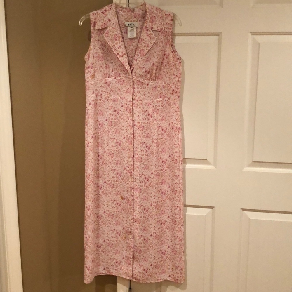 Pink floral button up dress